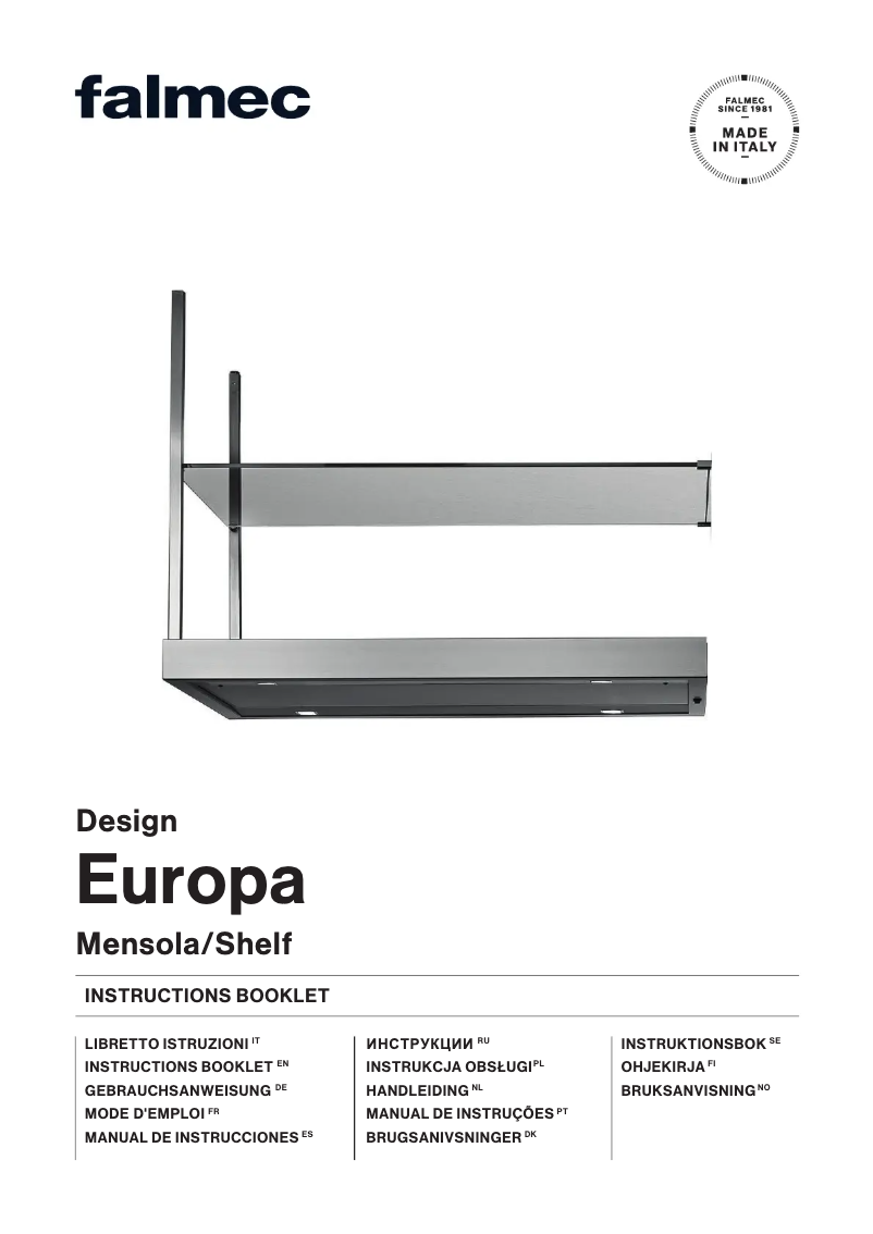 Página 1 del manual Guía de instalación Falmec Europa