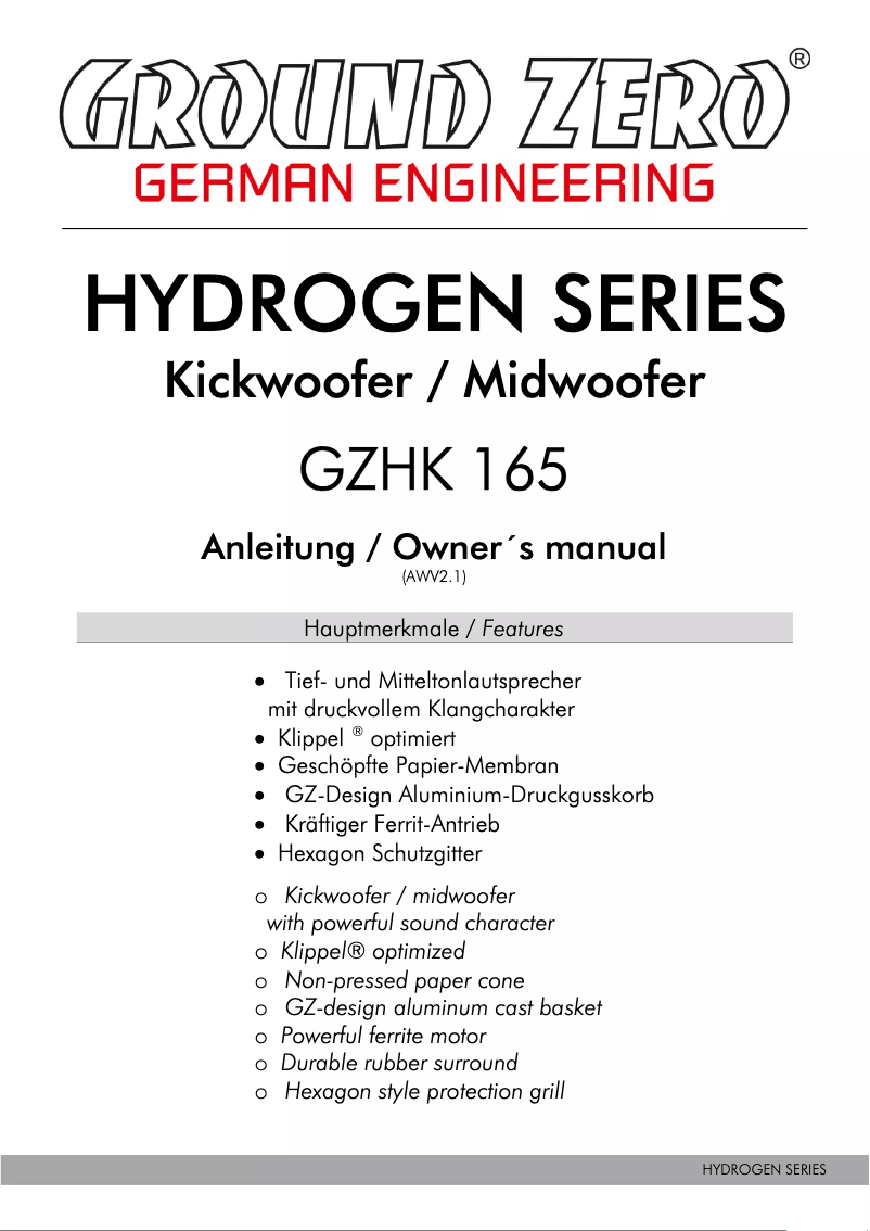 Imagen de la primera página del manual del dispositivo GZHK 165