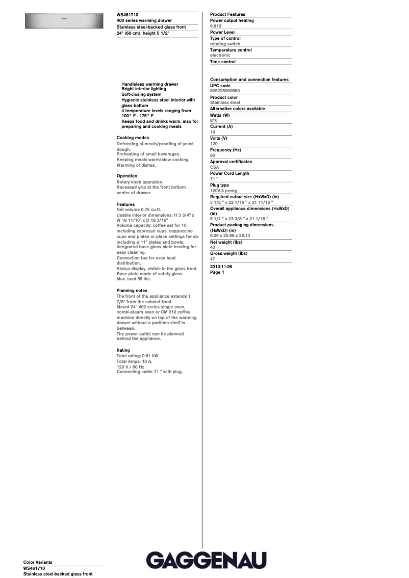 Imagen de la primera página del manual del dispositivo WS461710