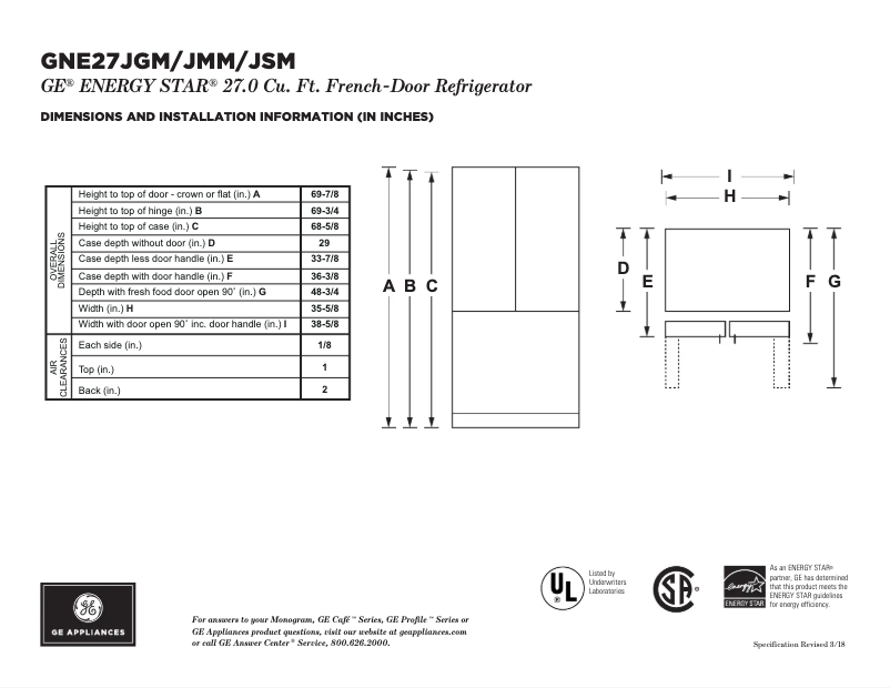 Página 1 del manual Ficha técnica GE GNE27JMMES
