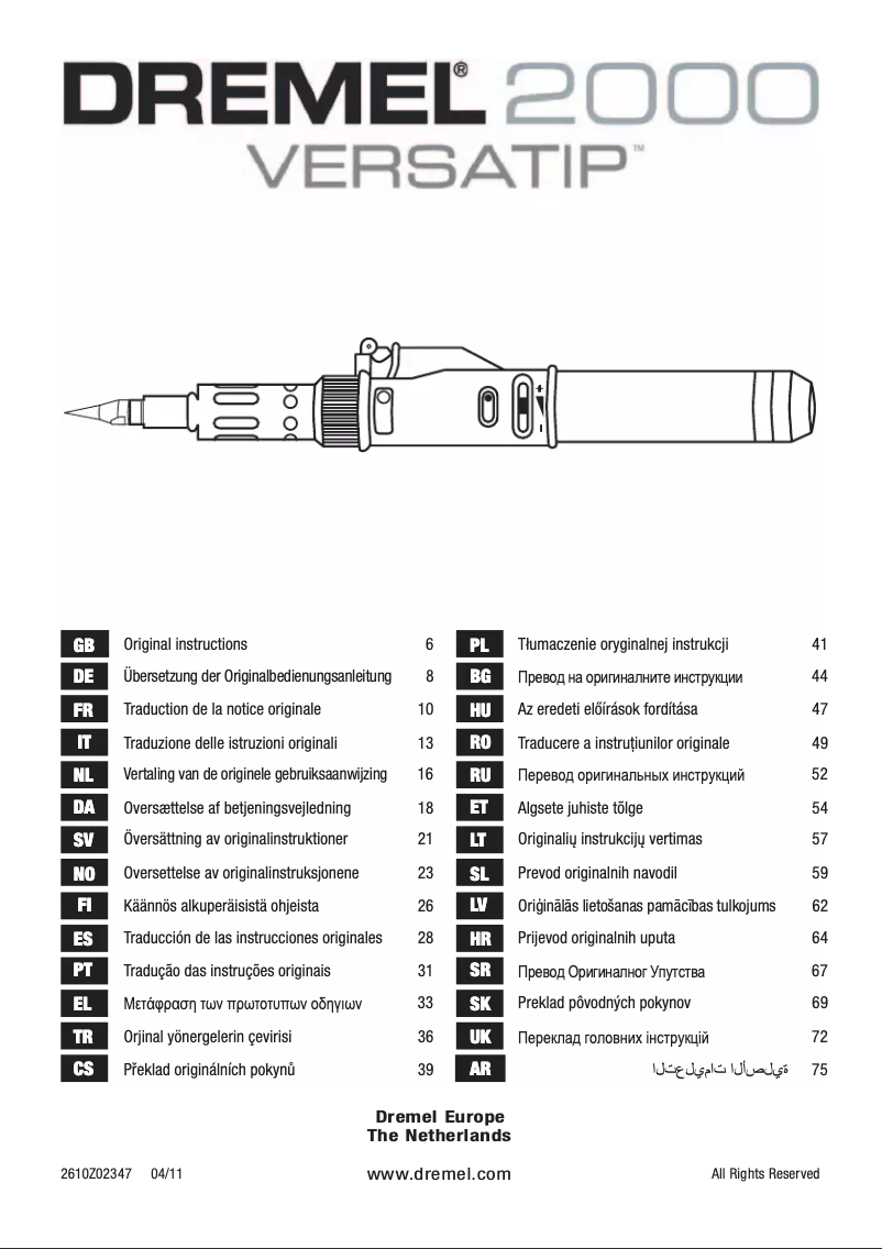 Página 1 del manual Manual de usuario Dremel VersaTip Hobby