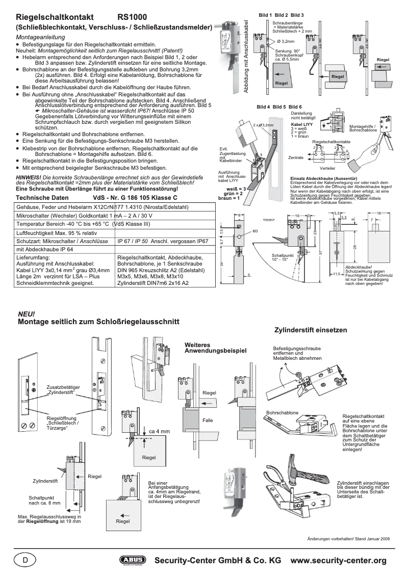 Página 1 del manual Guía de instalación Abus RS1000