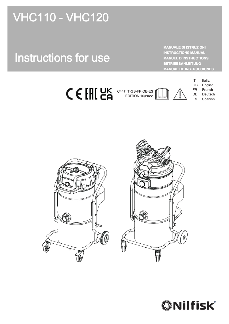 Página nº 1 - Manual de usuario Nilfisk VHC120