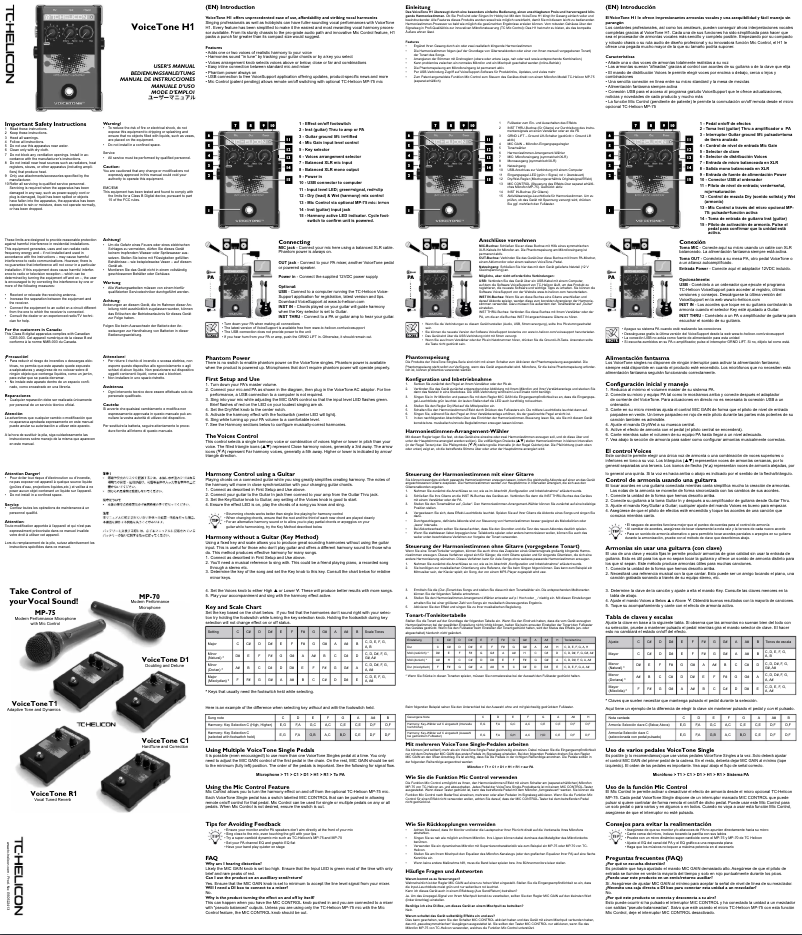 Página nº 1 - Manual de instrucciones TC Helicon VoiceTone H1