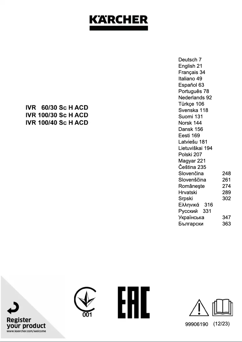Imagen de la primera página del manual del dispositivo IVR 60/30 Sc H ACD