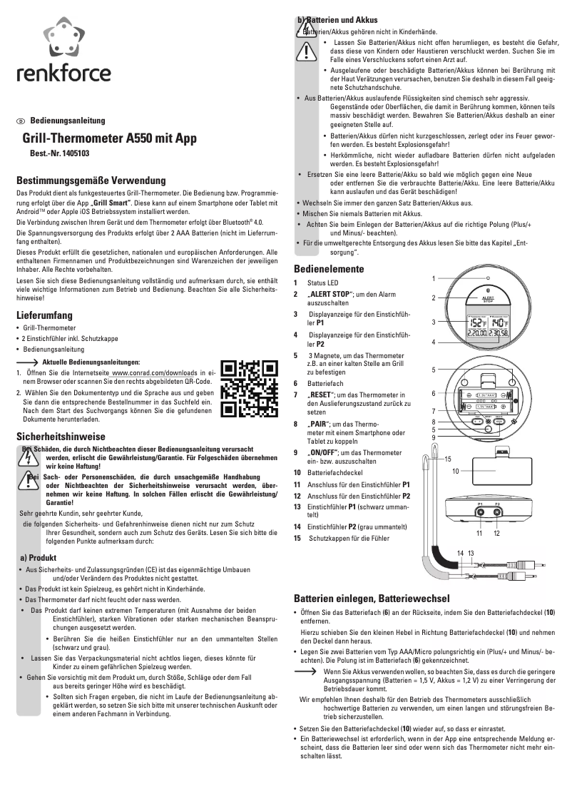 Imagen de la primera página del manual del dispositivo A550