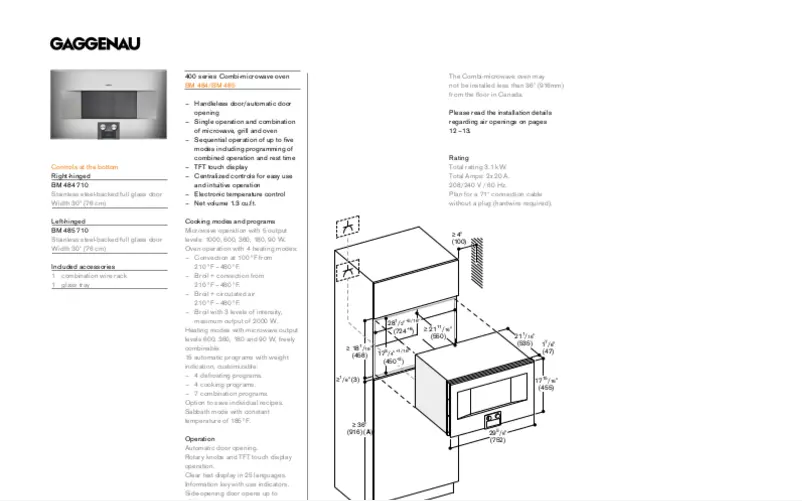 Página 1 del manual Ficha técnica Gaggenau BM484710