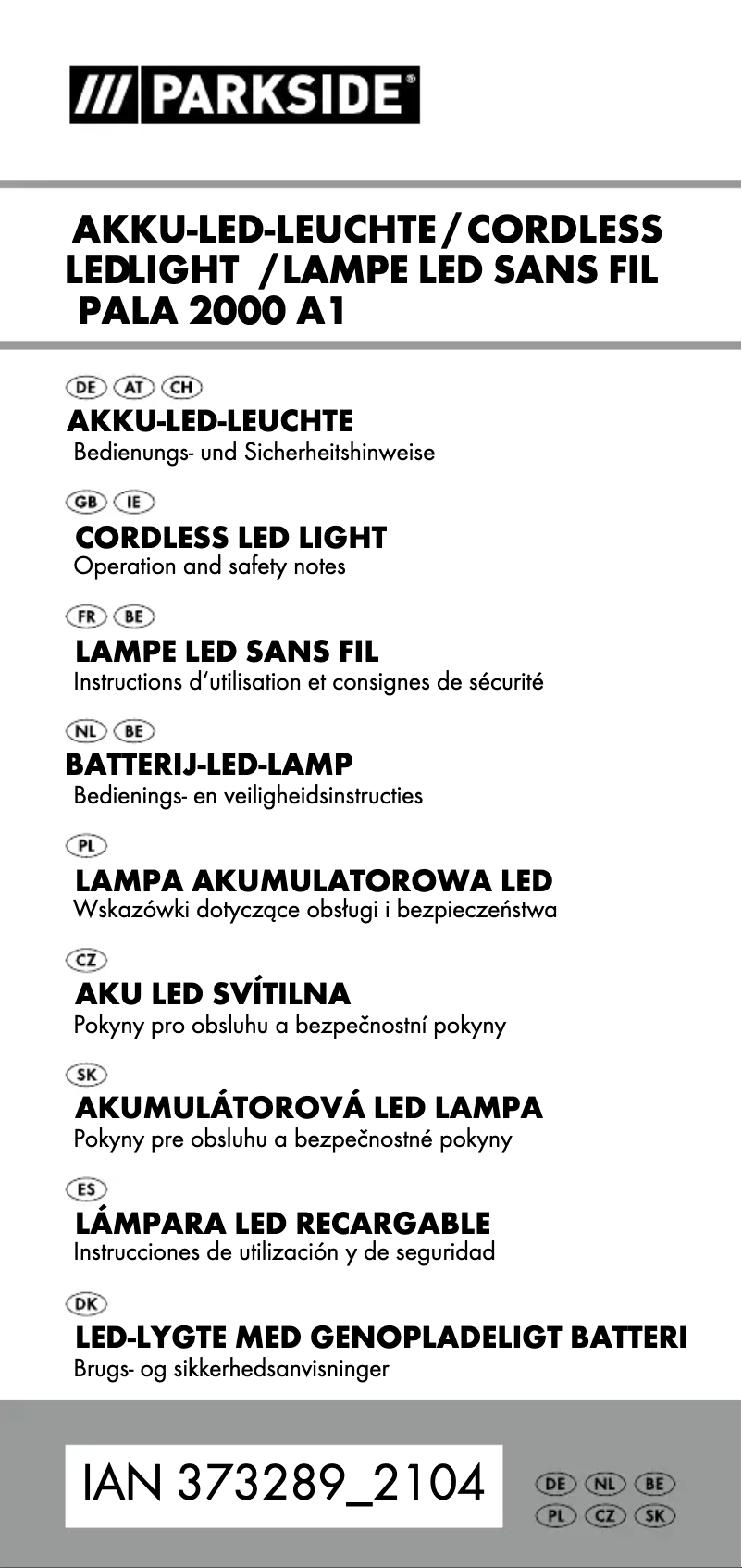 Página 1 del manual Manual de usuario Parkside PALA 2000 A1