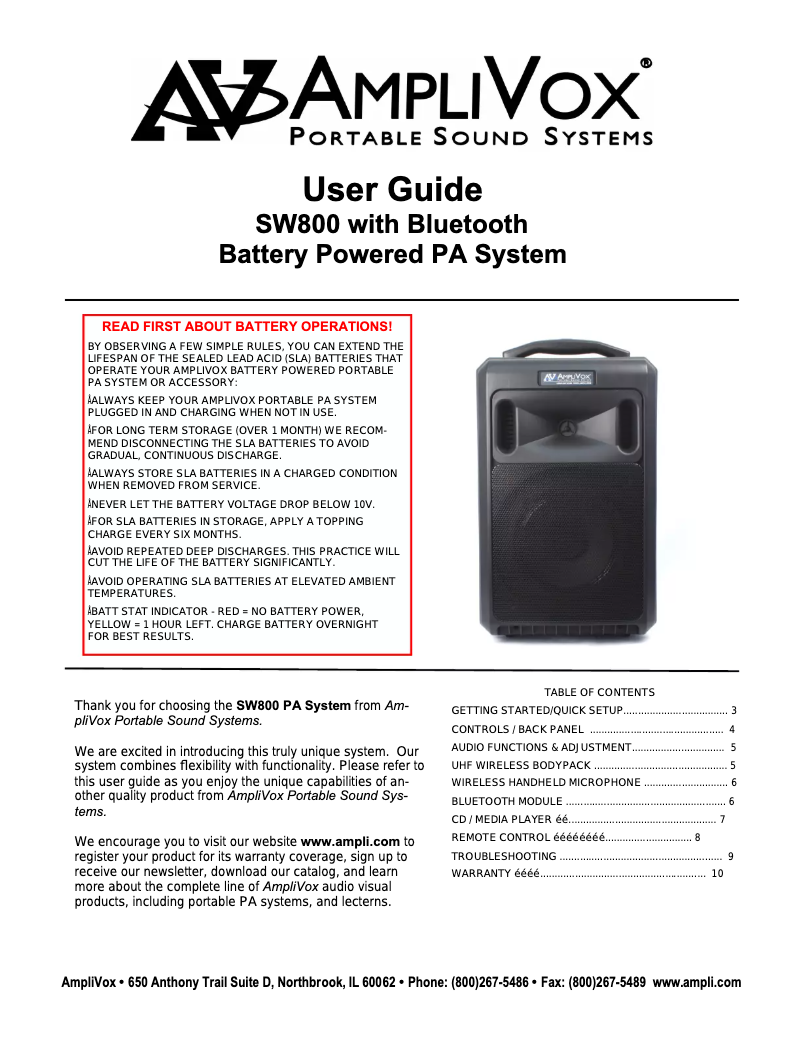 Página 1 del manual Manual de usuario AmpliVox SW800