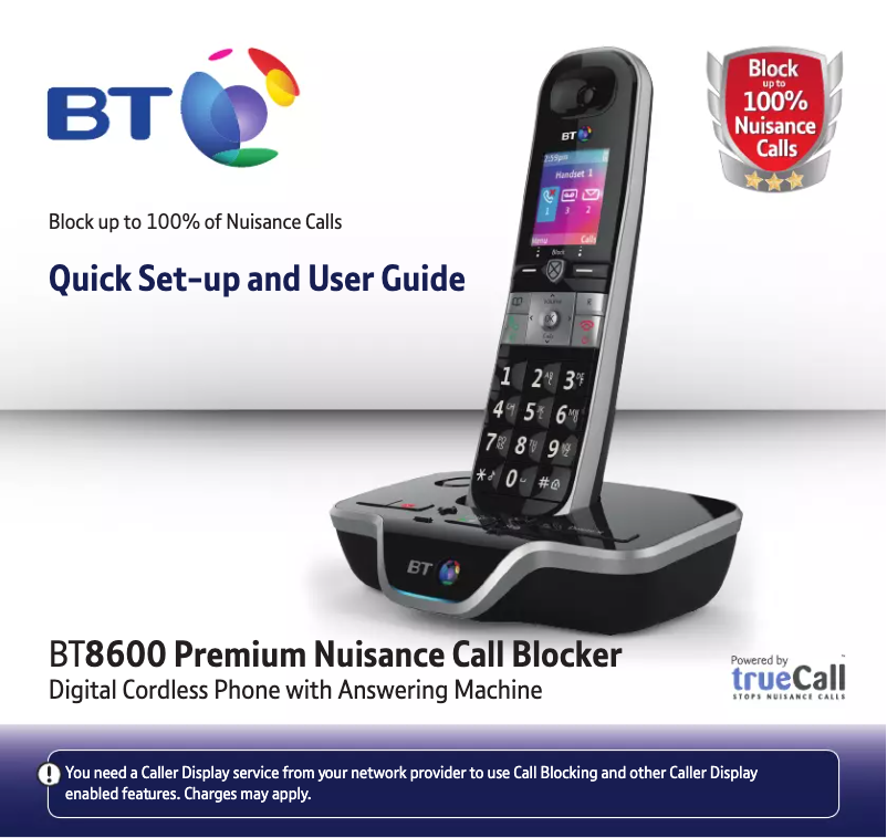 Página 1 del manual Manual de usuario British Telecom BT 8600 Premium Nuisance Call Blocker Twin