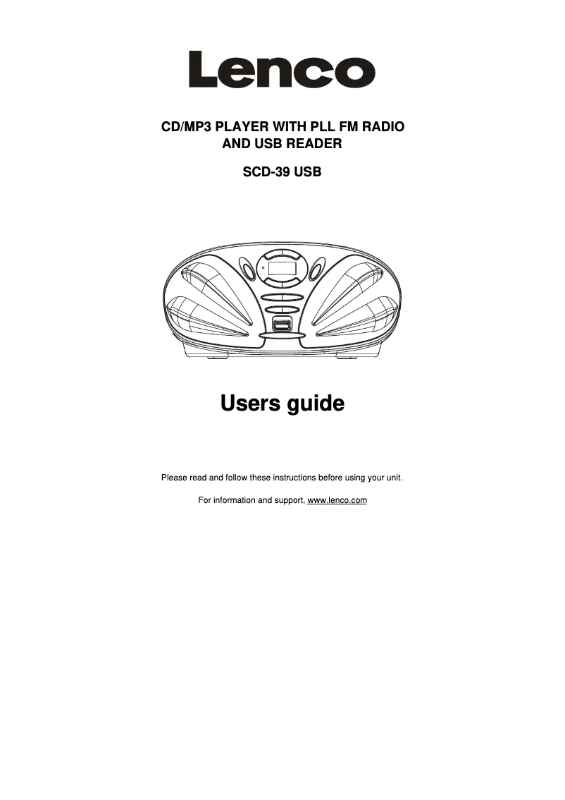 Página nº 1 - Manual de usuario Lenco SCD-39 USB
