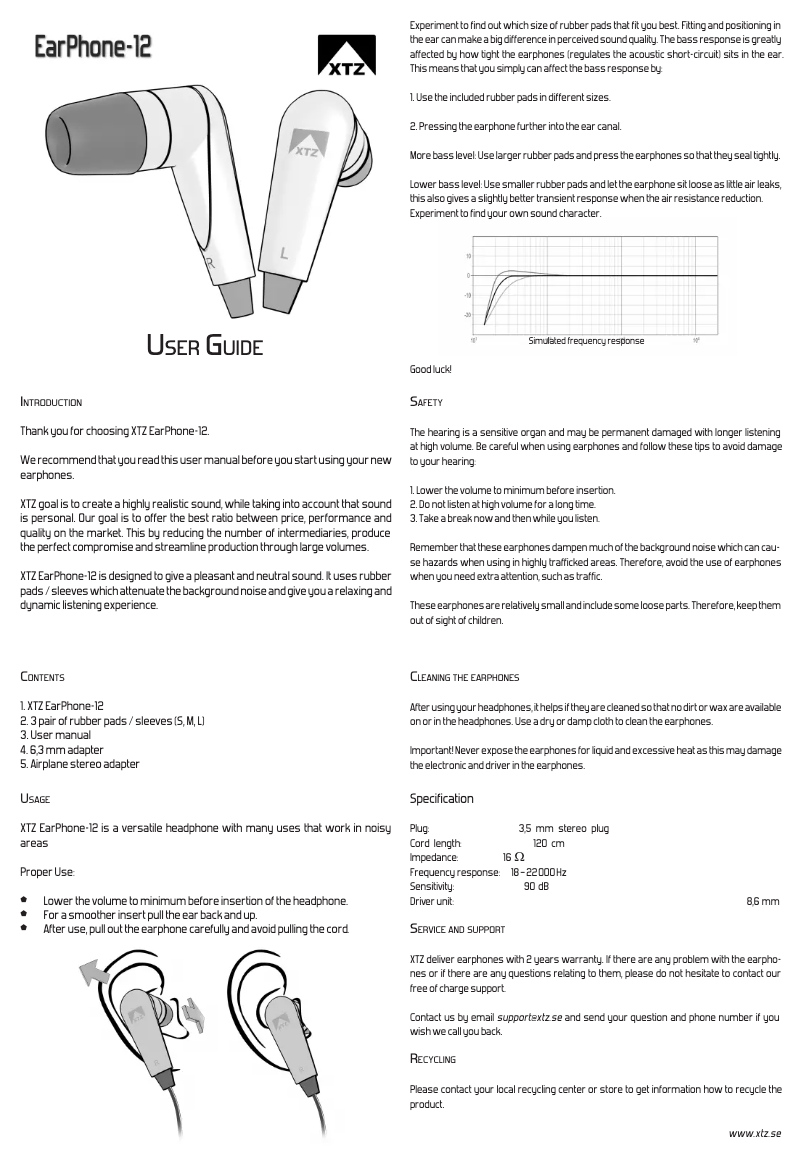 Imagen de la primera página del manual del dispositivo EarPhone-12