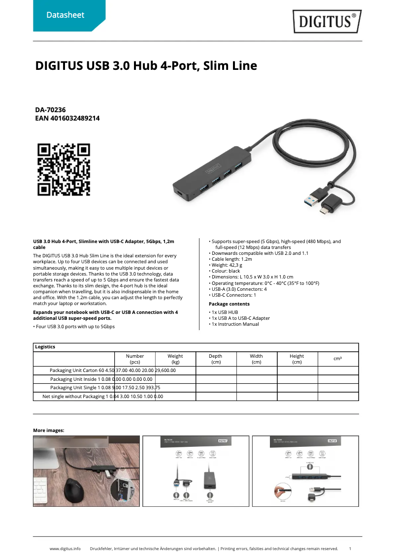 Página 1 del manual Ficha técnica Digitus DA-70236