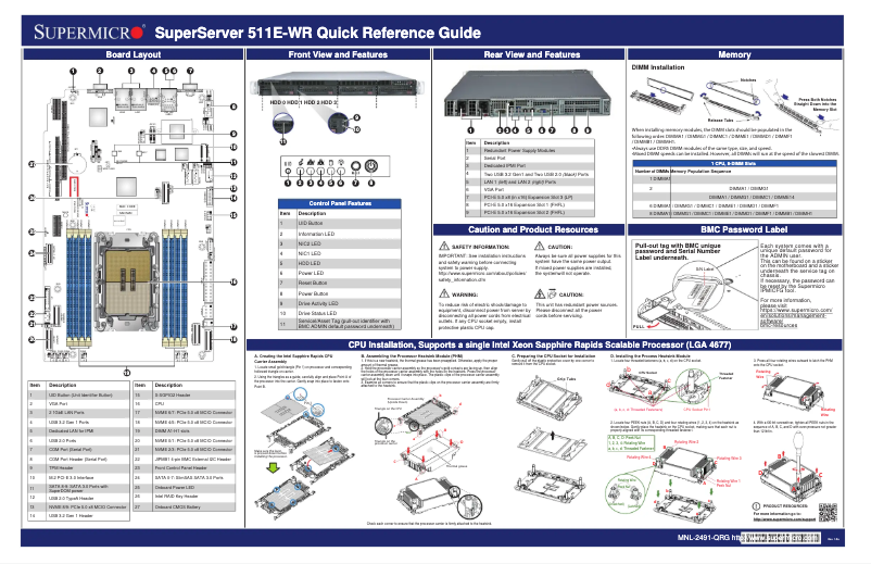 Imagen de la primera página del manual del dispositivo SuperServer SYS-511E-WR