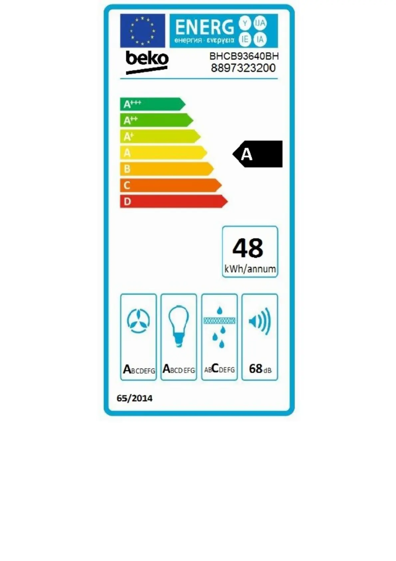 Página 1 del manual Etiqueta energética Beko BHCB93640BH