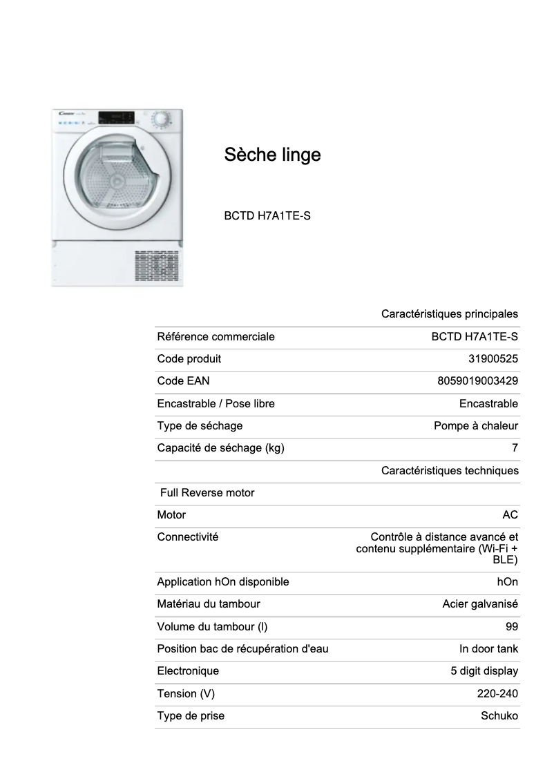 Imagen de la primera página del manual del dispositivo BCTD H7A1TE-S