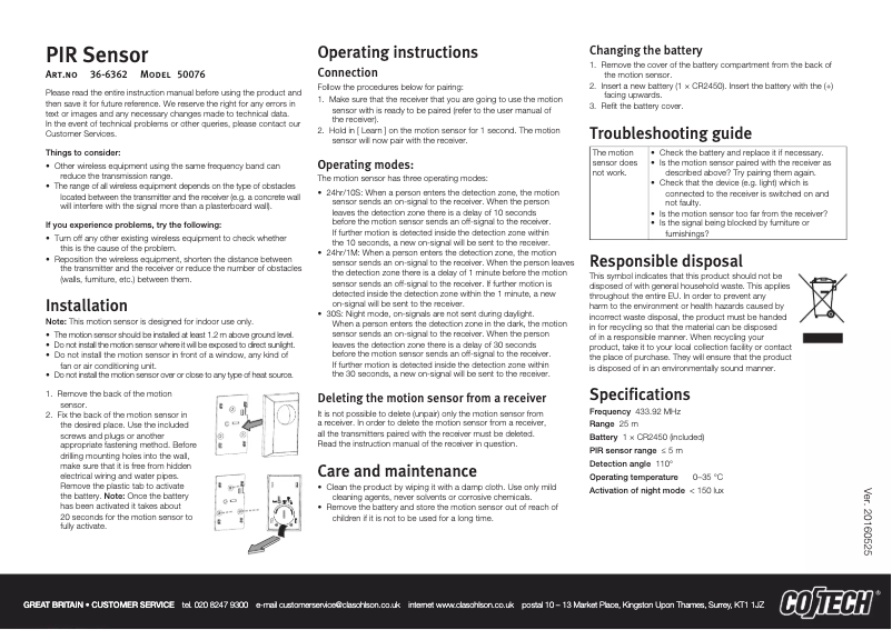 Página 1 del manual Manual de usuario Cotech 50076