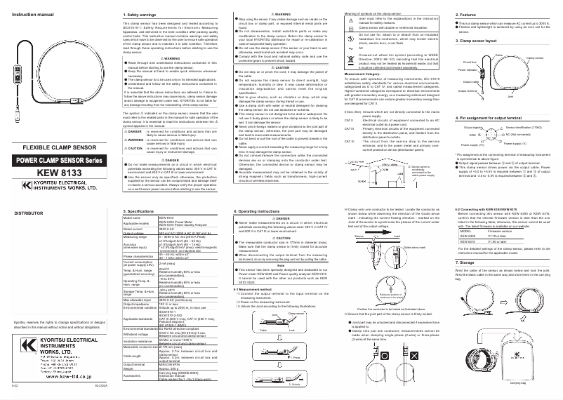 Página 1 del manual Manual de usuario Kyoritsu KEW 8133