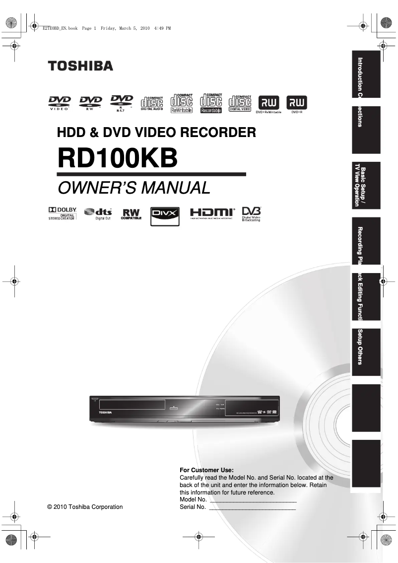 Página 1 del manual Manual de usuario Toshiba RD100KB