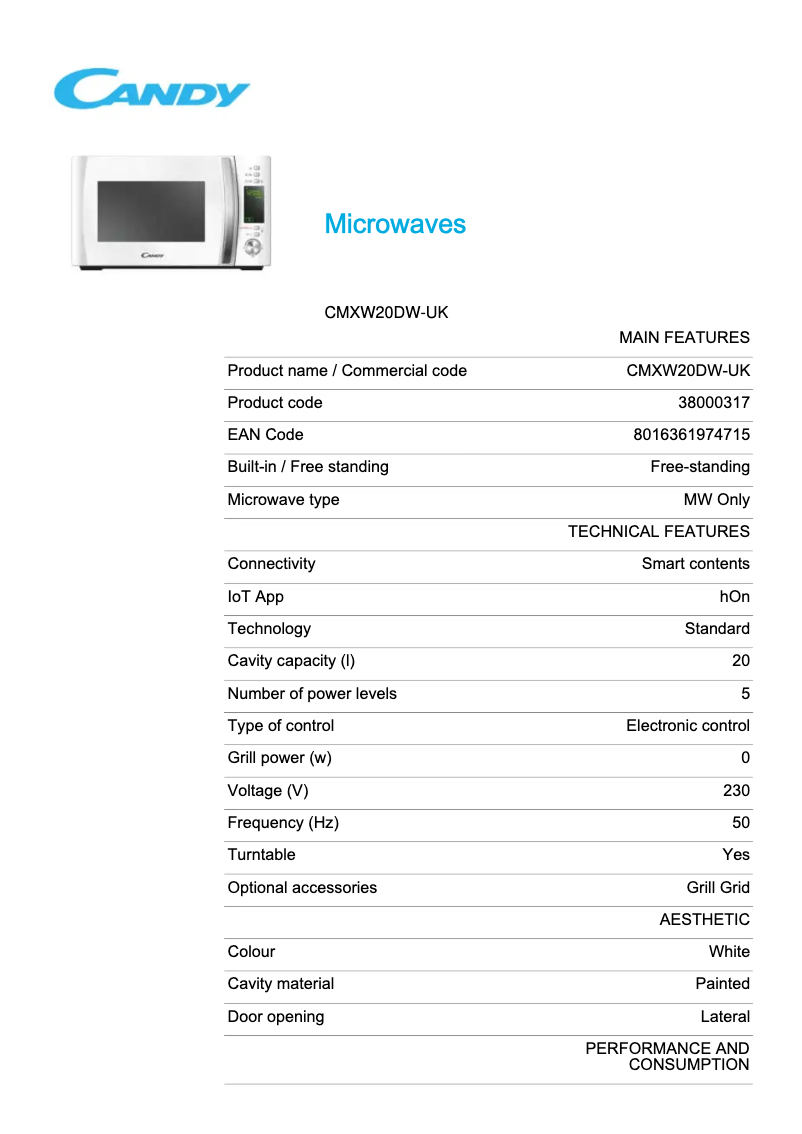 Imagen de la primera página del manual del dispositivo CMXW20DW-UK