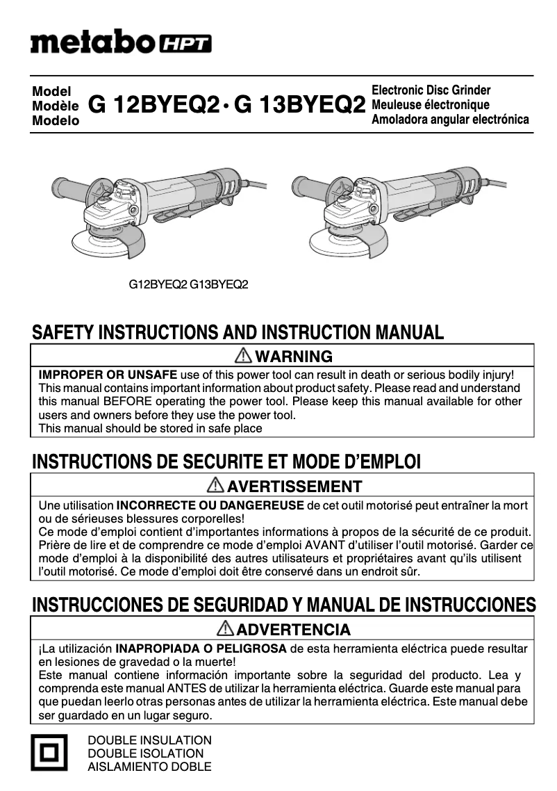 Página nº 1 - Manual de usuario Metabo G12BYEQ2