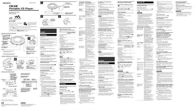 Página 1 del manual Manual de usuario Sony D-FJ787