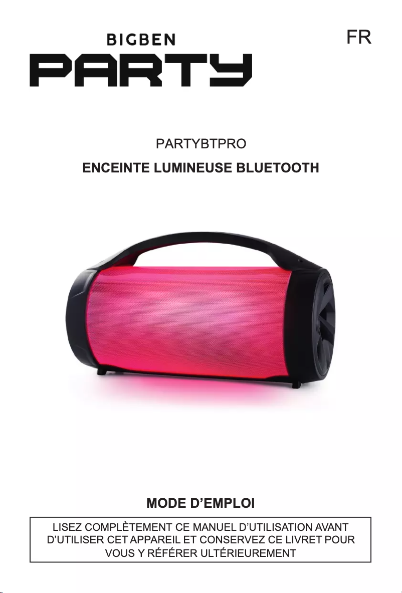 Imagen de la primera página del manual del dispositivo PARTYBTPRO