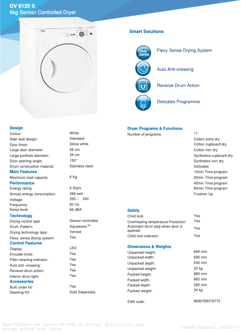 Imagen de la primera página del manual del dispositivo DV6120X
