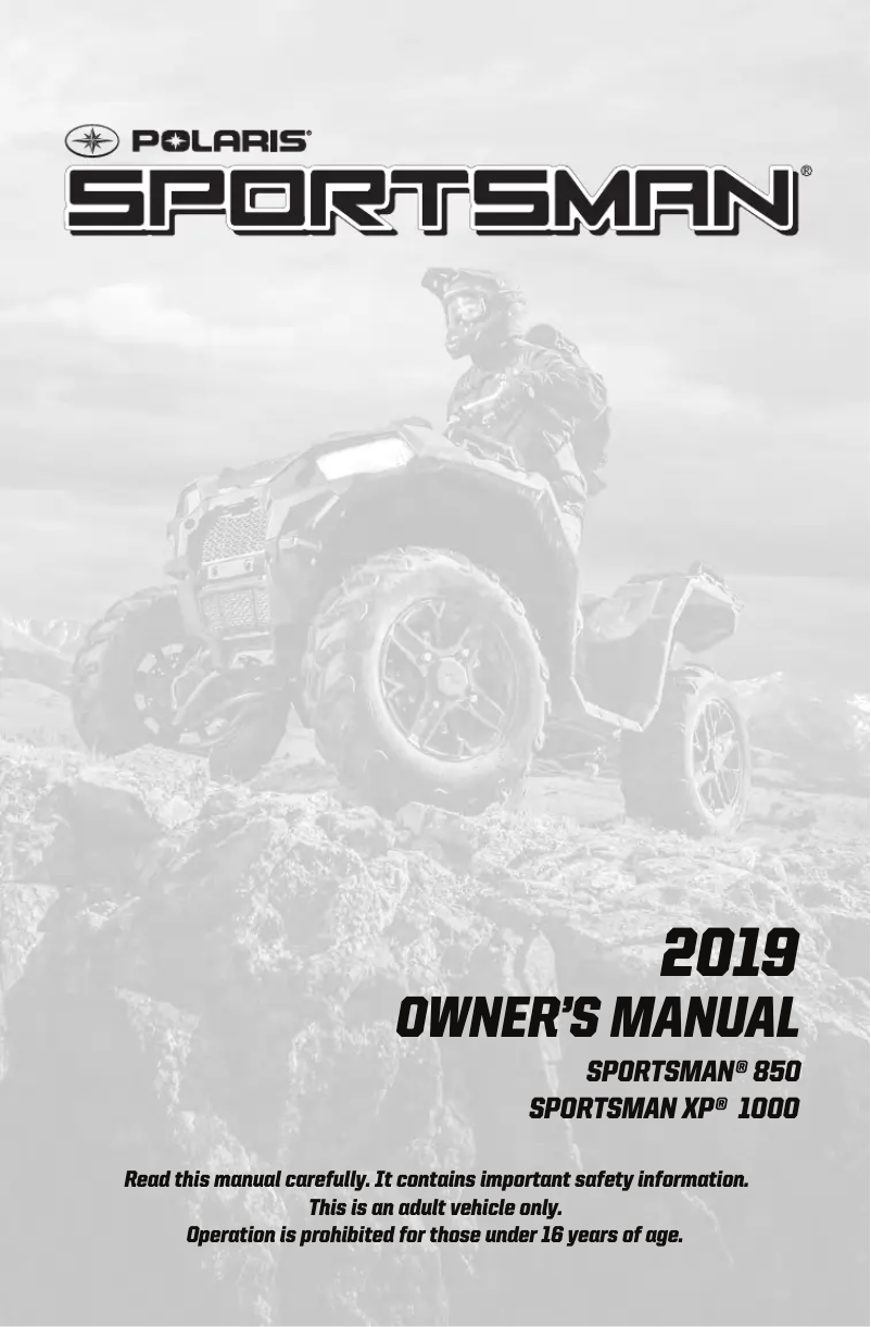 Página 1 del manual Manual de usuario Polaris Sportsman 850 (2019)