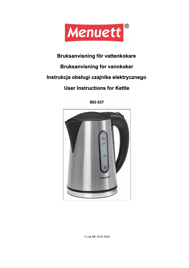 Imagen de la primera página del manual del dispositivo 802-537