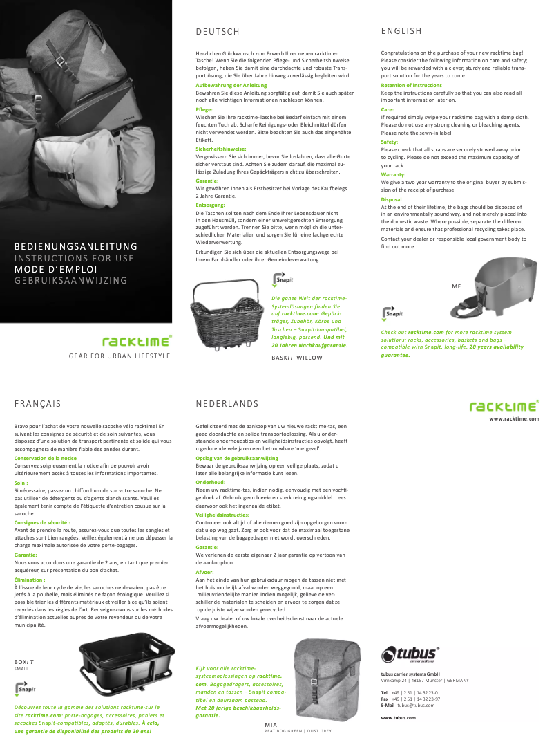 Página nº 1 - Manual de usuario Racktime 13100