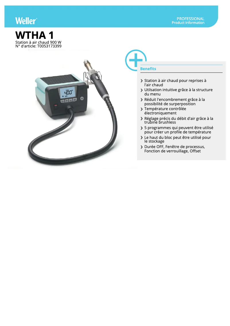 Página 1 del manual Ficha técnica Weller WTHA 1