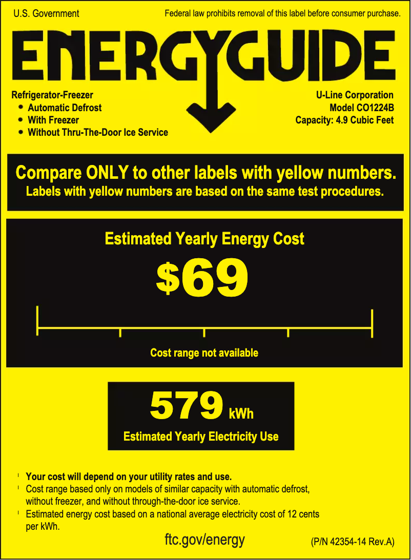 Página 1 del manual Etiqueta energética U-Line U-CO1224FINT-00B