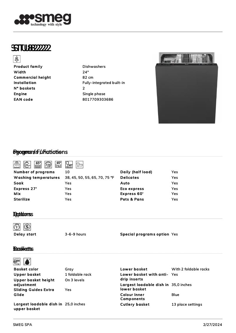 Página nº 1 - Ficha técnica Smeg STU8222