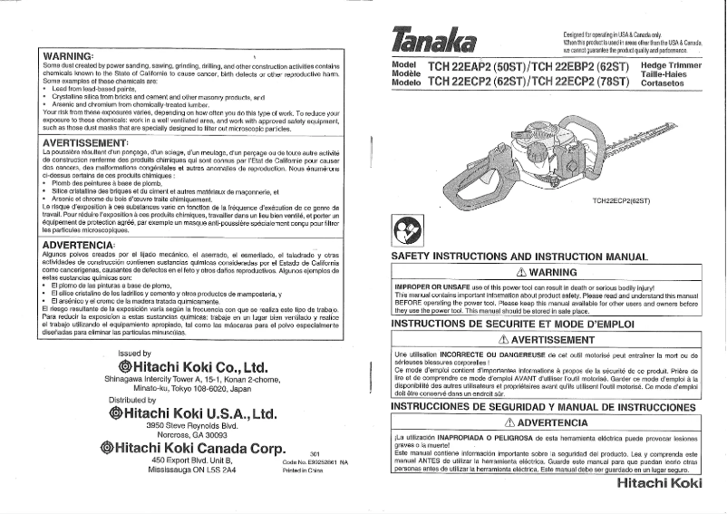 Página 1 del manual Manual de usuario Tanaka TCH 22EAP2