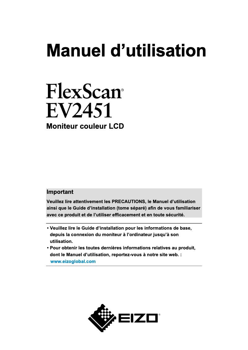Página 1 del manual Manual de usuario Eizo FlexScan EV2451