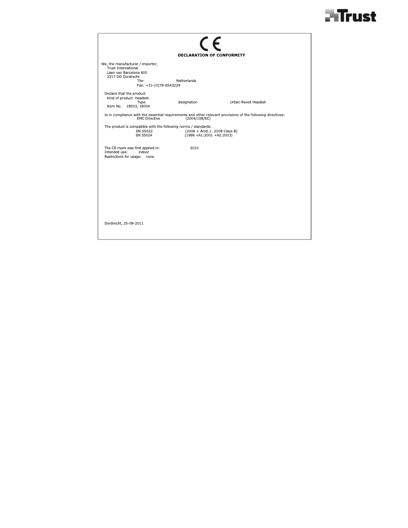 Página 1 del manual Manual de usuario Trust Black Widow 18003