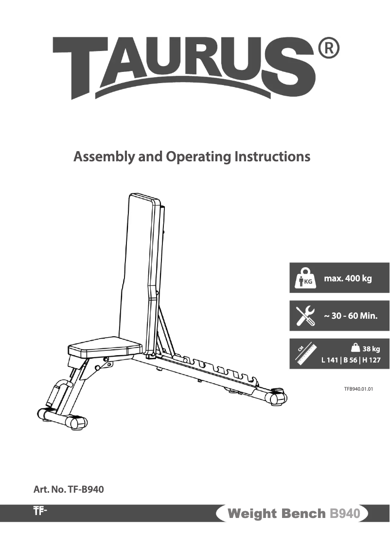 Página nº 1 - Manual de usuario Taurus Weight Bench B940