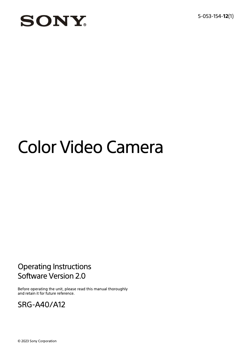 Página nº 1 - Manual de usuario Sony SRG-A40