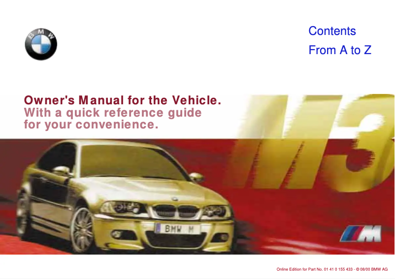 Página 1 del manual Manual de usuario BMW M3 Coupe (2001)