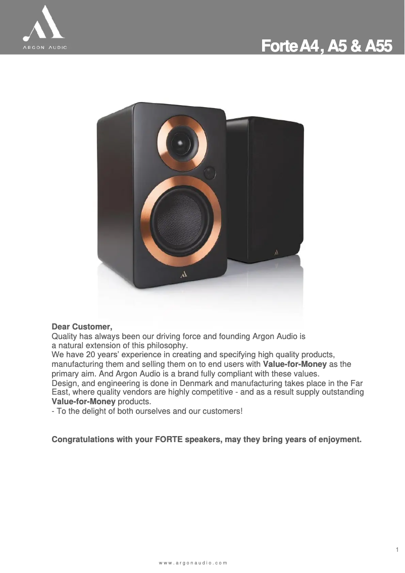 Imagen de la primera página del manual del dispositivo Forte A55