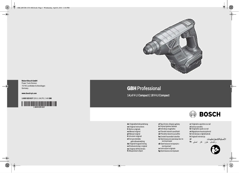 Página nº 1 - Manual de usuario Bosch GBH 14.4 V-LI Compact Professional