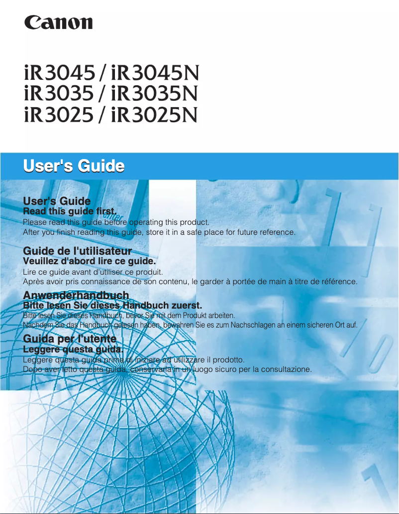 Imagen de la primera página del manual del dispositivo imageRUNNER 3045N