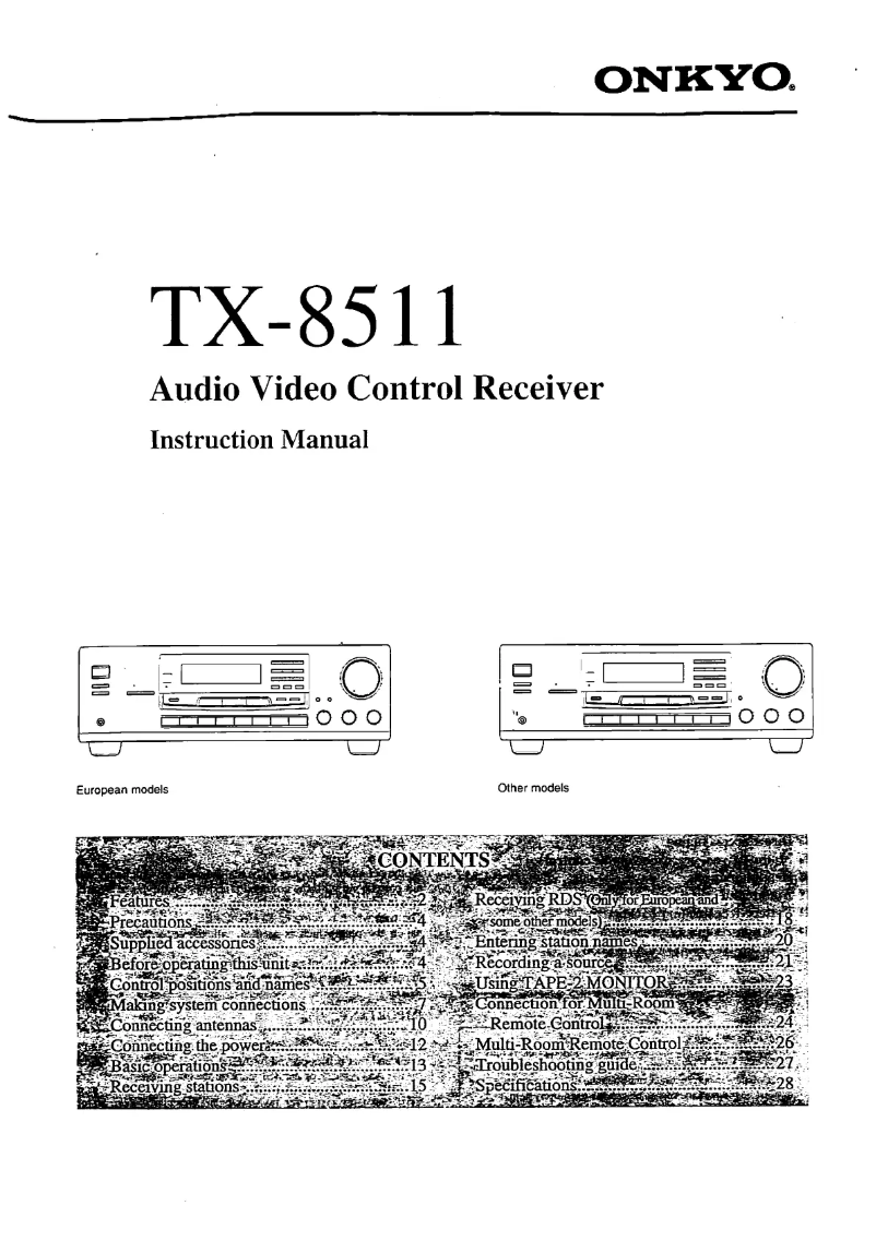 Imagen de la primera página del manual del dispositivo TX-8511
