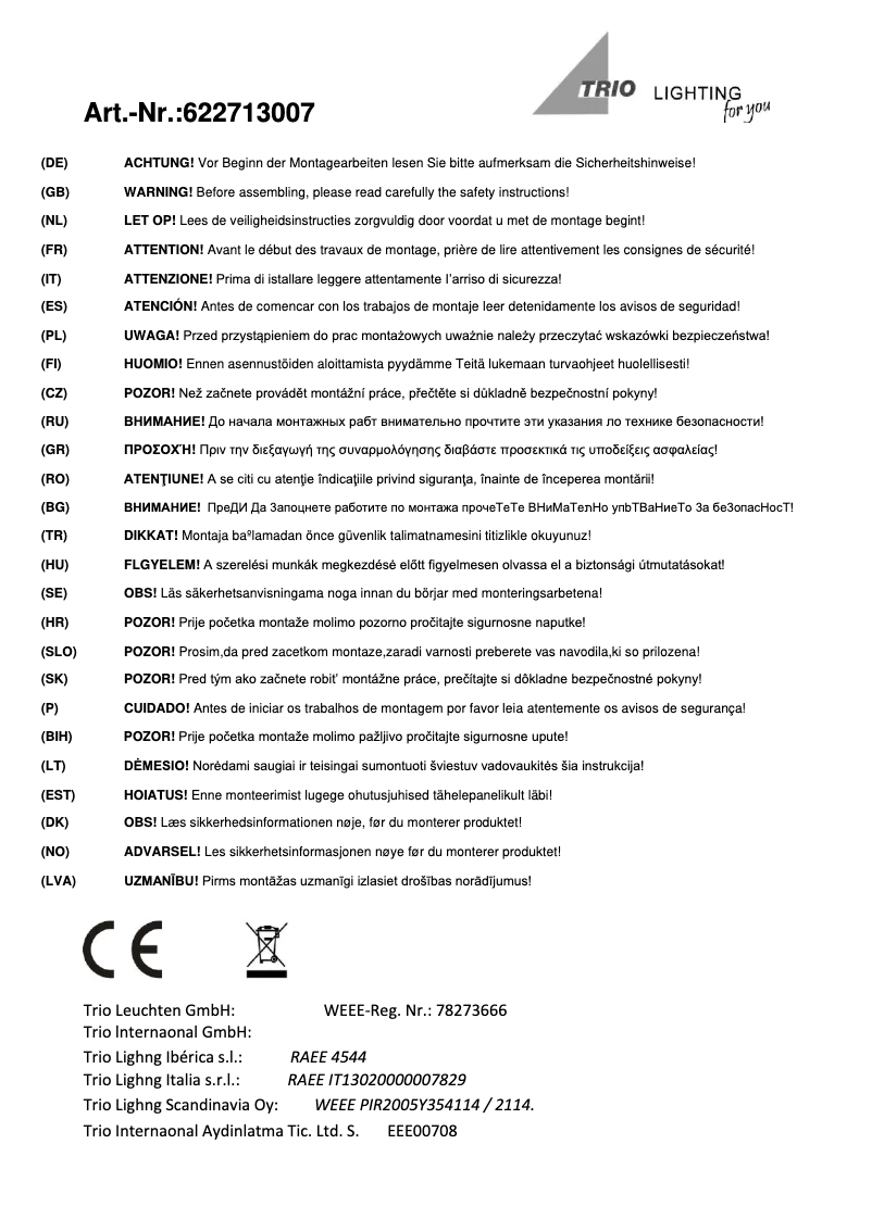 Imagen de la primera página del manual del dispositivo Future 622713007