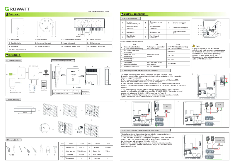 Página 1 del manual Manual de usuario Growatt SYN 200TL-XH-US