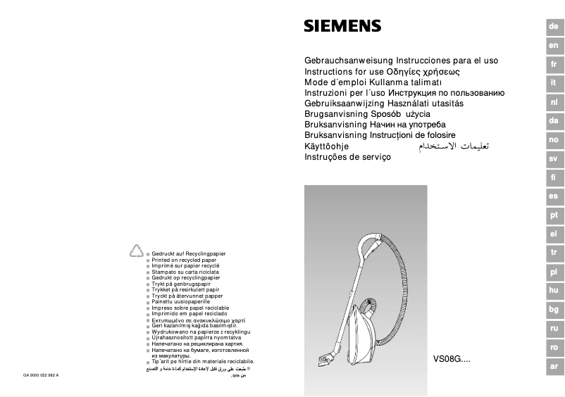 Página nº 1 - Manual de usuario Siemens VS08G2020