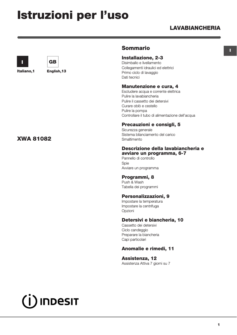 Imagen de la primera página del manual del dispositivo XWA 81082X