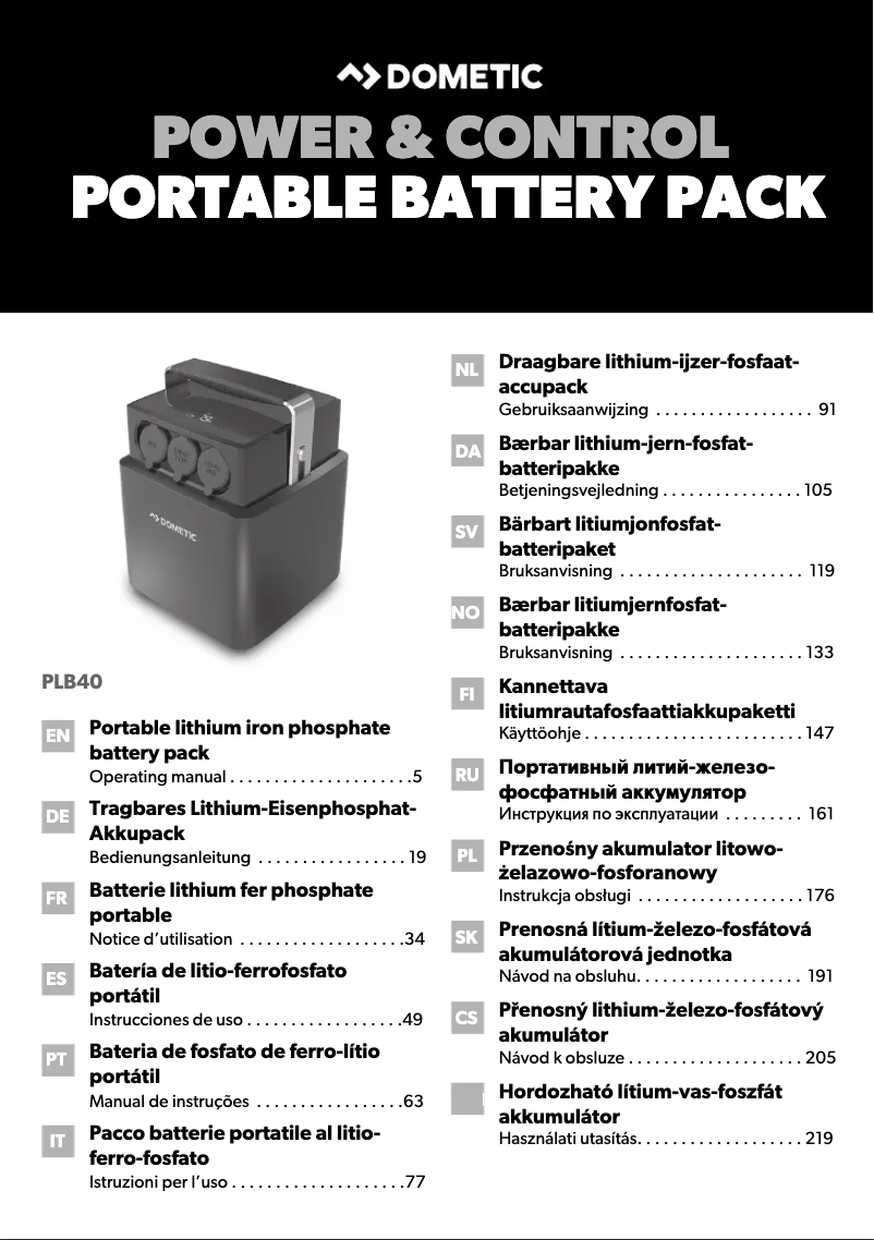 Página 1 del manual Manual de usuario Dometic PLB40