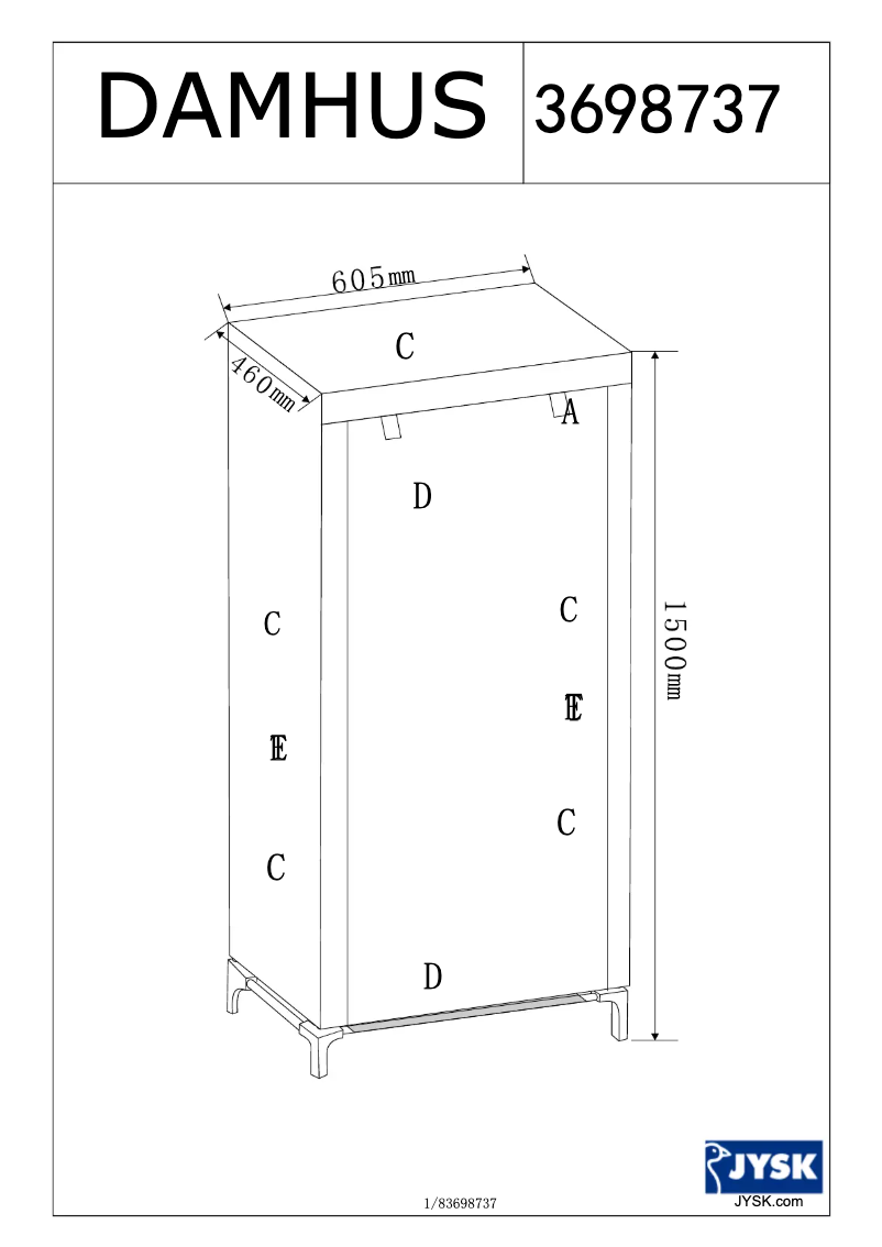 Imagen de la primera página del manual del dispositivo Damhus (60x150x46)